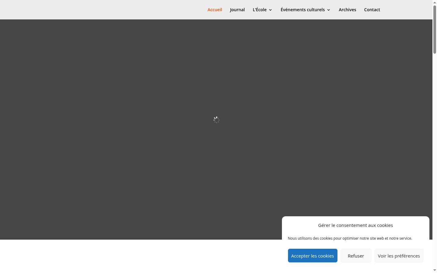 Capture d'écran de la bannière de consentement affichée avant toute interaction