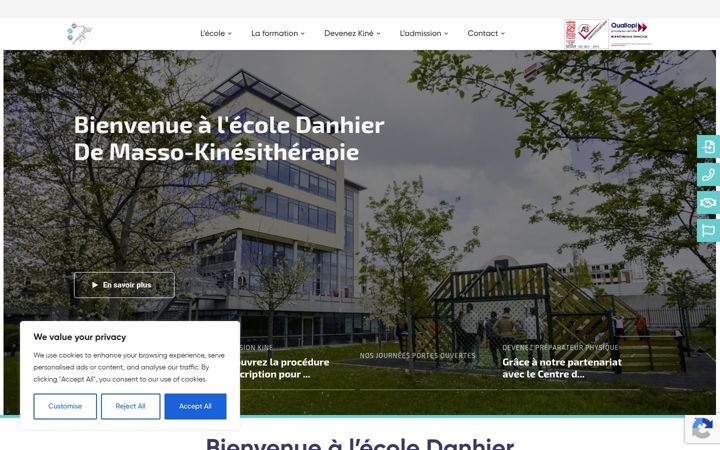 Screenshot von ecoledanhierdekinesitherapie.fr