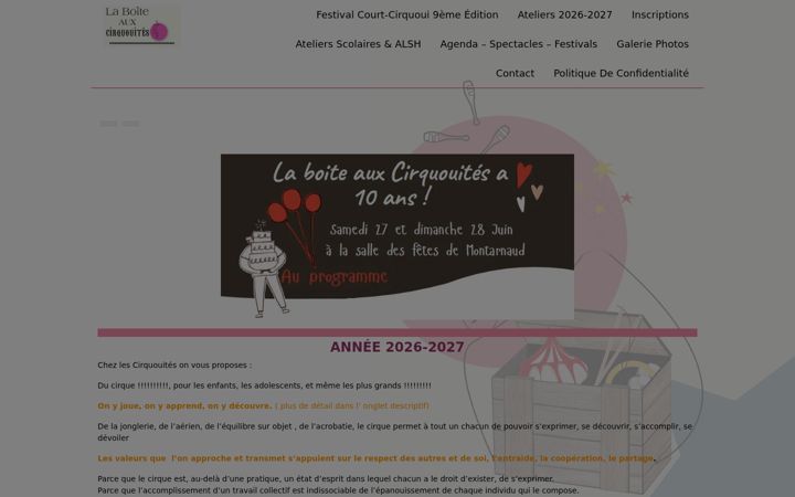 Screenshot of ecoledecirque-herault.fr