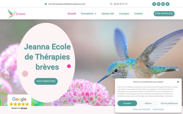 Screenshot of ecoledhypnosejeanna.fr