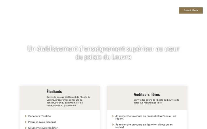 Screenshot of ecoledulouvre.fr