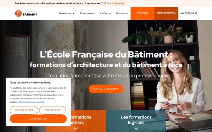 Skjermbilde av ecolefrancaisedubatiment.fr