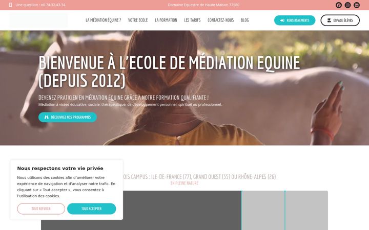 Екранна снимка на ecolemediationequine.fr