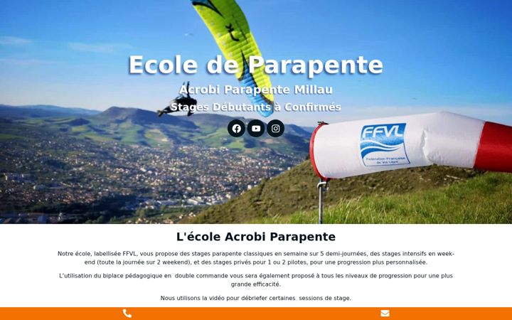 Screenshot of ecoleparapentemillau.fr