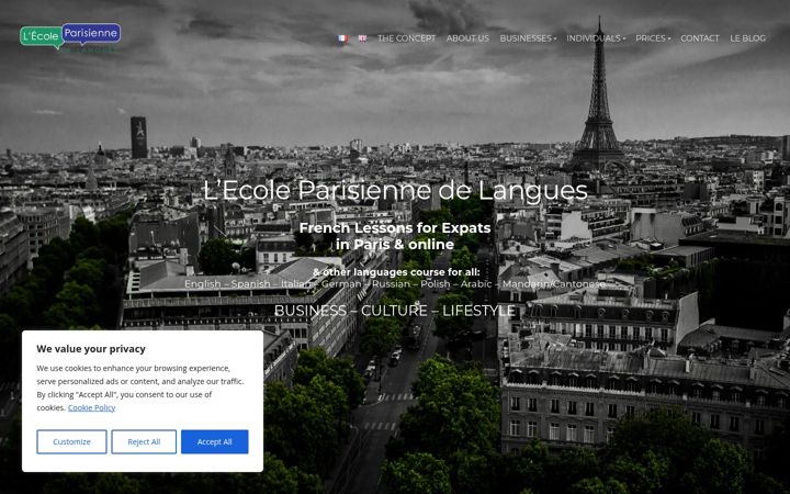Screenshot of ecoleparisienne.com