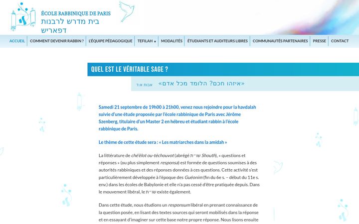 Kuvakaappaus sivustosta ecolerabbiniquedeparis.org
