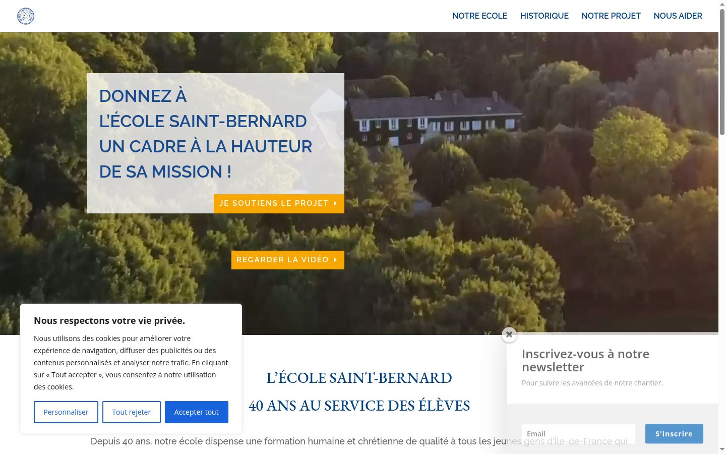 Capture d'écran de la bannière de consentement affichée avant toute interaction