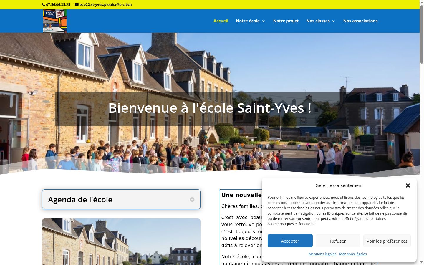Capture d'écran de la bannière de consentement affichée avant toute interaction