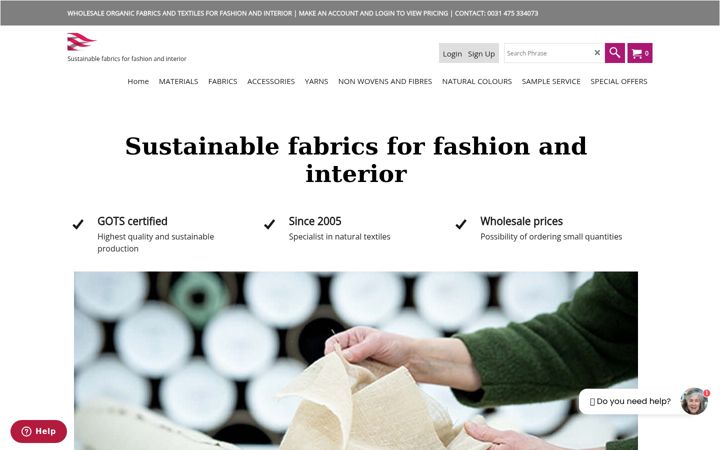 Screenshot of ecologicaltextiles.com