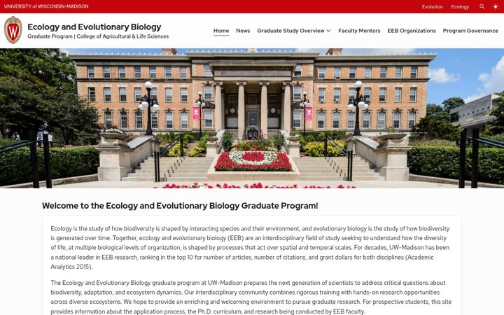Snímek obrazovky ecologyandevolution.wisc.edu