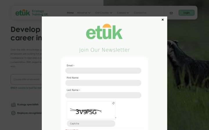 Screenshot of ecologytraining.co.uk