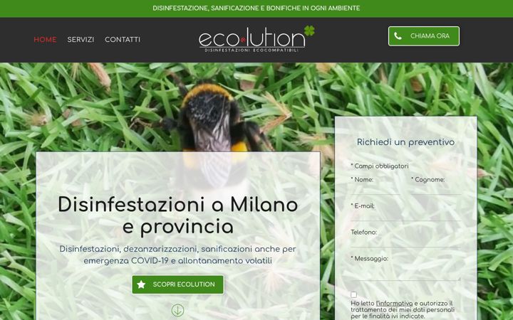 Screenshot of ecolutiondisinfestazioni.it