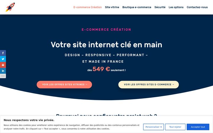 Екранна снимка на ecommerce-creation.fr