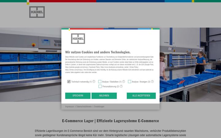 Screenshot of ecommerce-lagerung.de