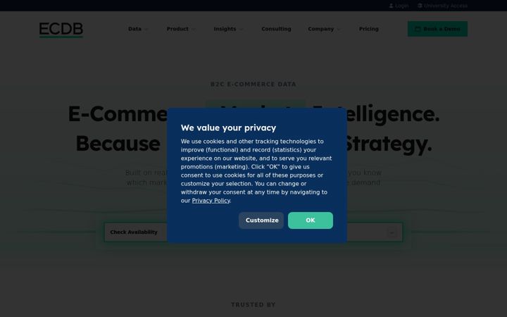 Screenshot of ecommercedb.com