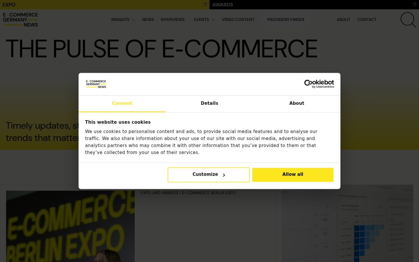 Screenshot of the consent banner shown before any interaction