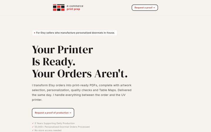 Screenshot of ecommerceprintprep.com