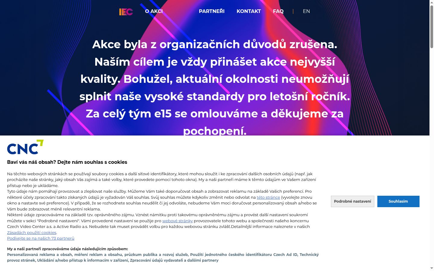 Screenshot del banner di consenso mostrato prima di qualsiasi interazione