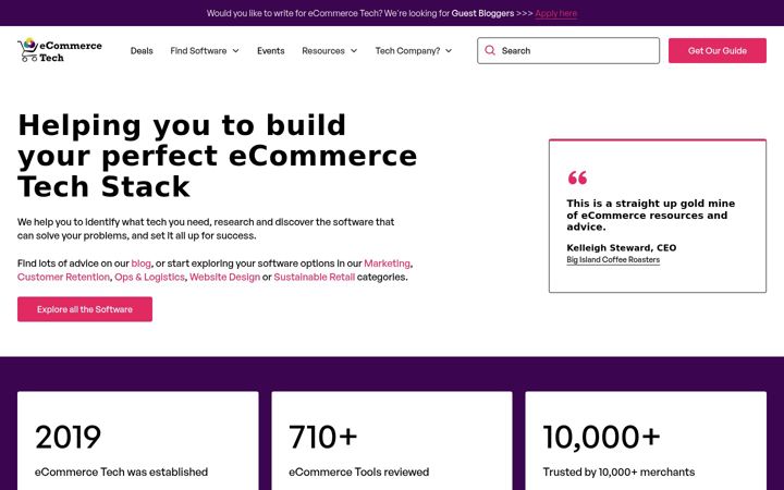 Capture d'écran de ecommercetech.io