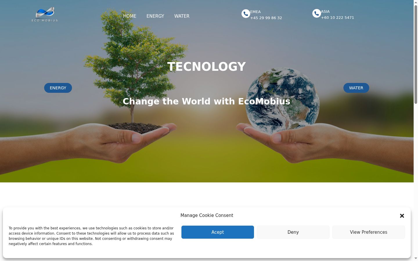 Screenshot of the consent banner shown before any interaction
