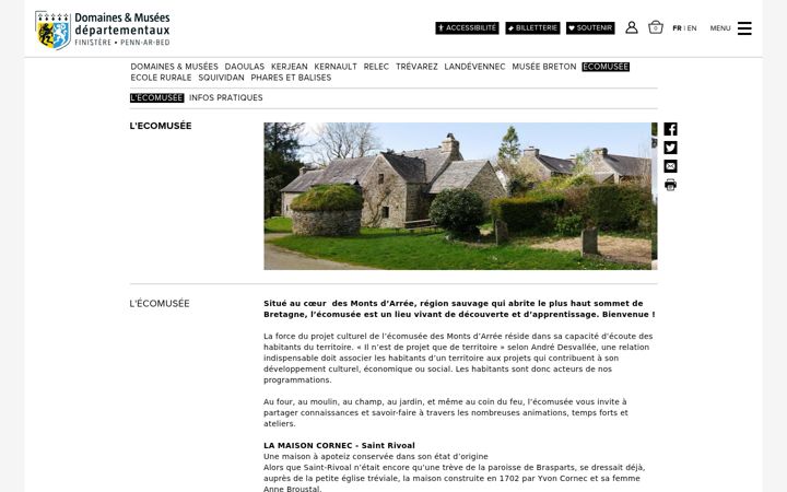 Screenshot of ecomusee-monts-arree.fr