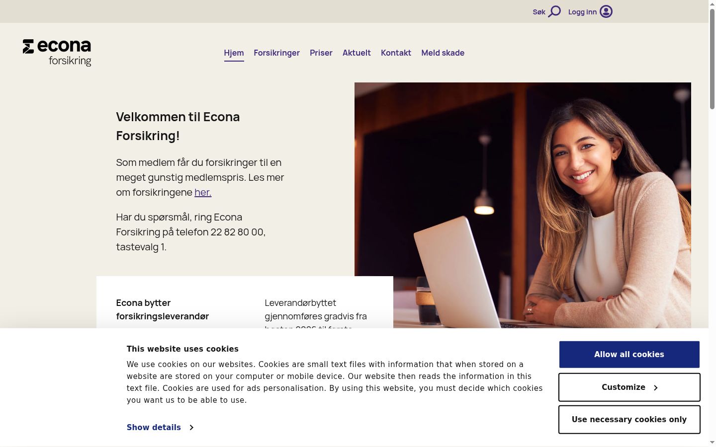 Screenshot van de toestemmingsbanner zoals getoond vóór enige interactie