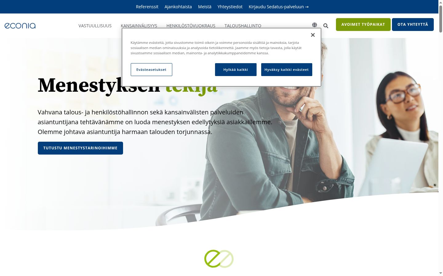 Képernyőkép a bármilyen interakció előtt megjelenő hozzájárulási bannerről