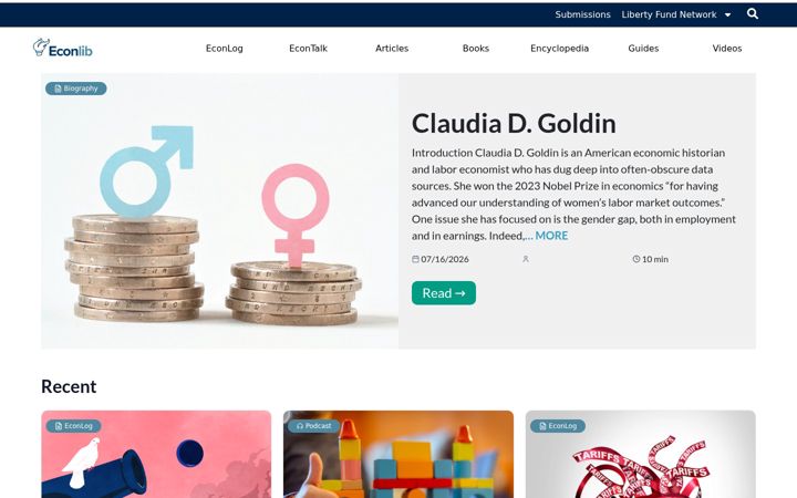 Skärmbild av econlib.org