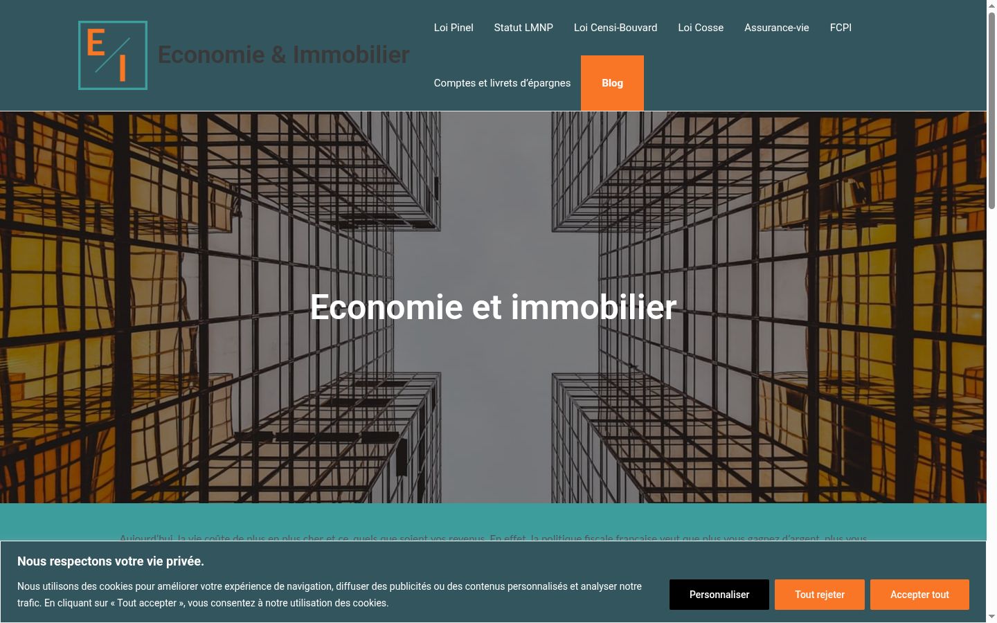 Capture d'écran de la bannière de consentement affichée avant toute interaction