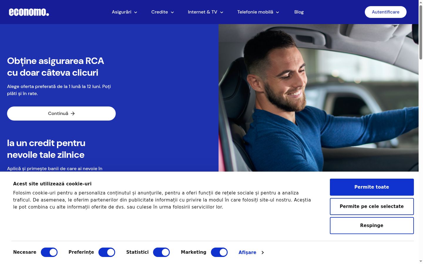 Screenshot del banner di consenso mostrato prima di qualsiasi interazione
