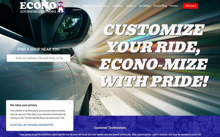 Screenshot of econopaintscars.com