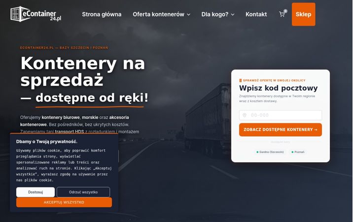 Captura de pantalla de econtainer24.pl
