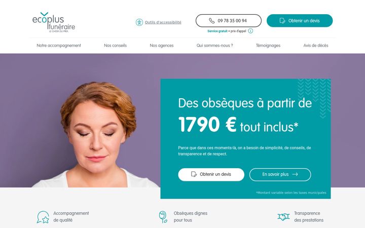 Screenshot of ecoplusfuneraire.com