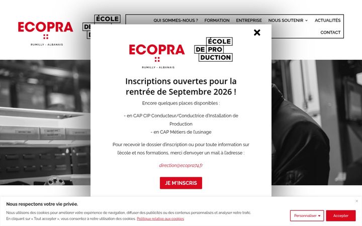Screenshot stránky ecopra74.fr