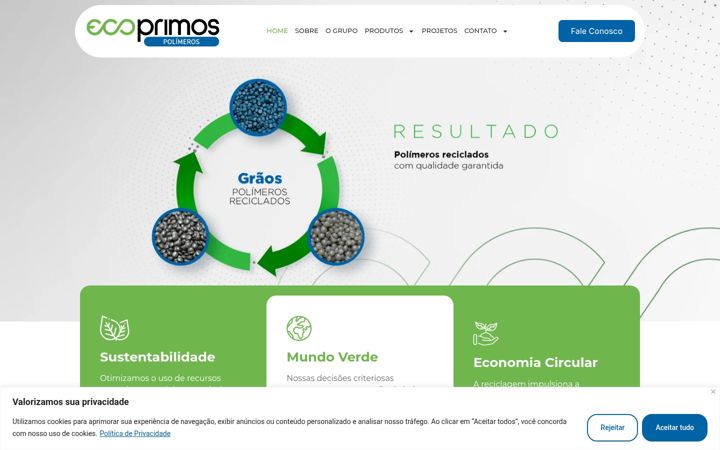 Screenshot of ecoprimospolimeros.com.br