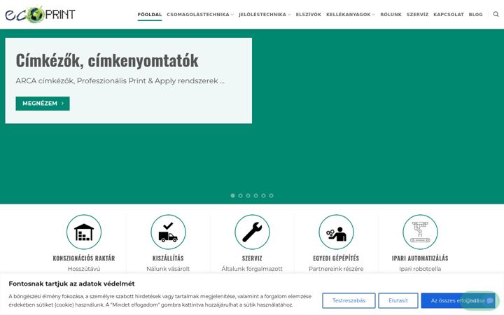 Screenshot stránky ecoprint.hu