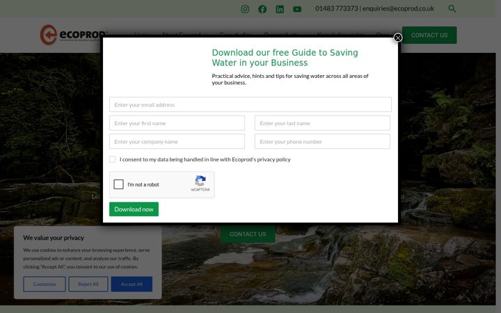 Kuvakaappaus sivustosta ecoprod.co.uk