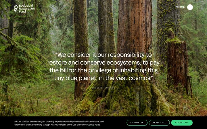Posnetek zaslona ecorestorationfund.org