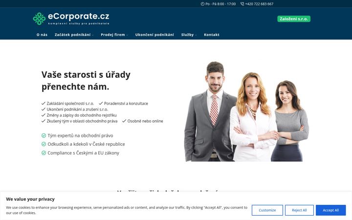 Snimka zaslona za ecorporate.cz