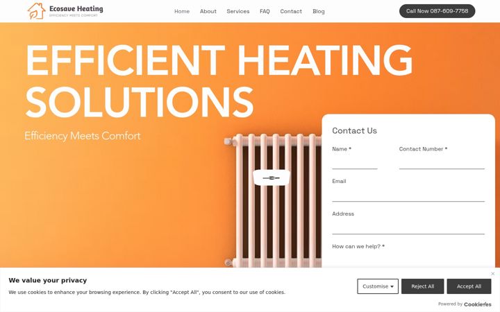 Skærmbillede af ecosaveheating.ie