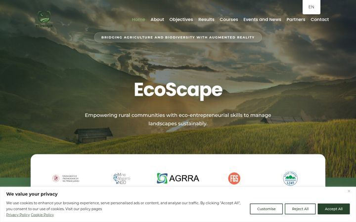 Snímek obrazovky ecoscape-project.eu