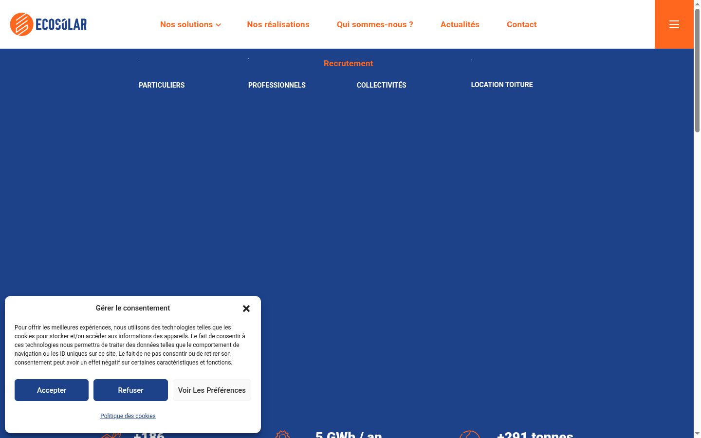 Screenshot of the consent banner shown before any interaction