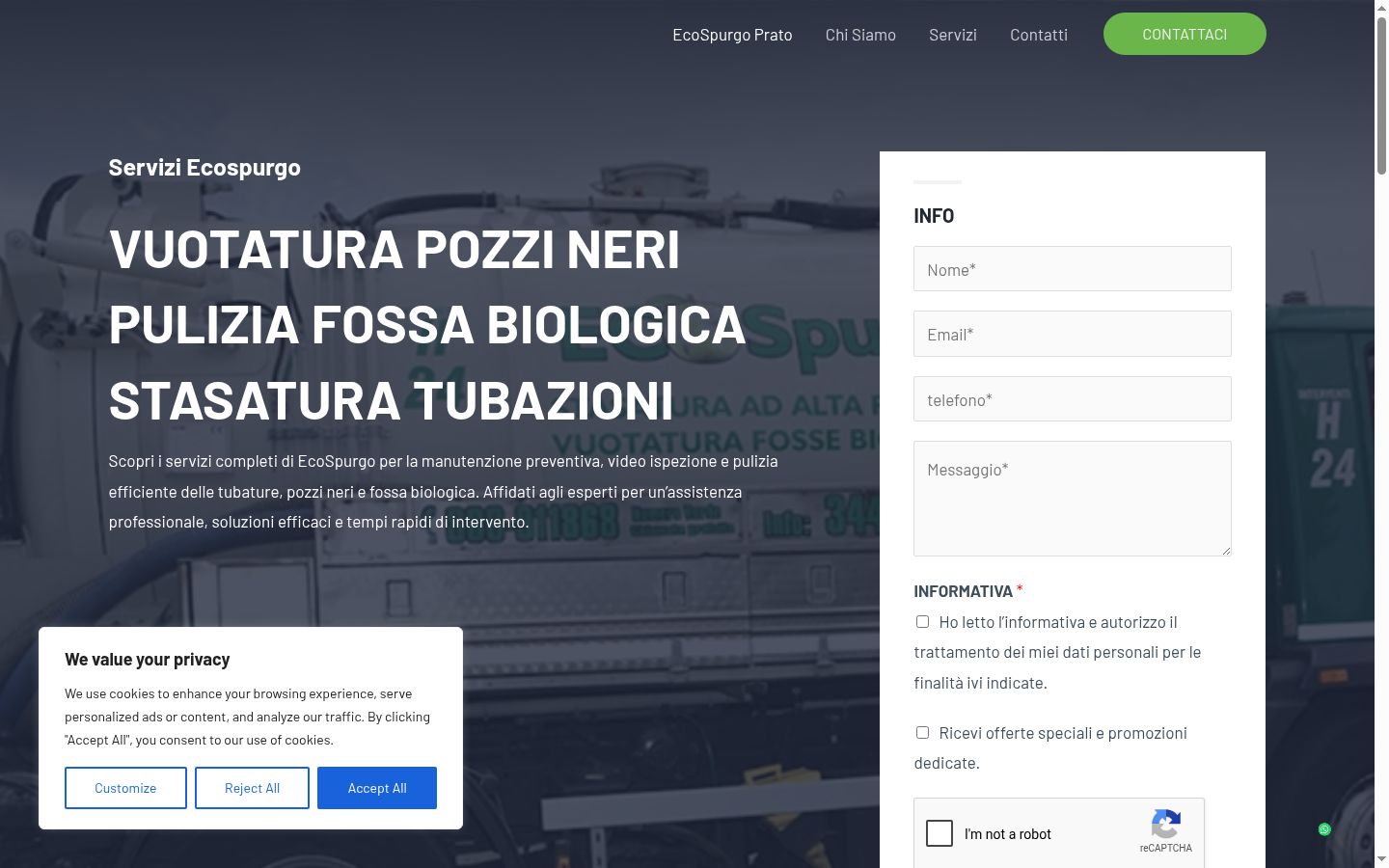 Snimka zaslona bannera za privolu prikazanog prije bilo kakve interakcije