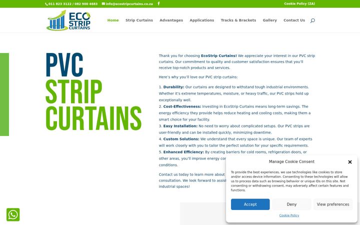 Screenshot ta' ecostripcurtains.co.za