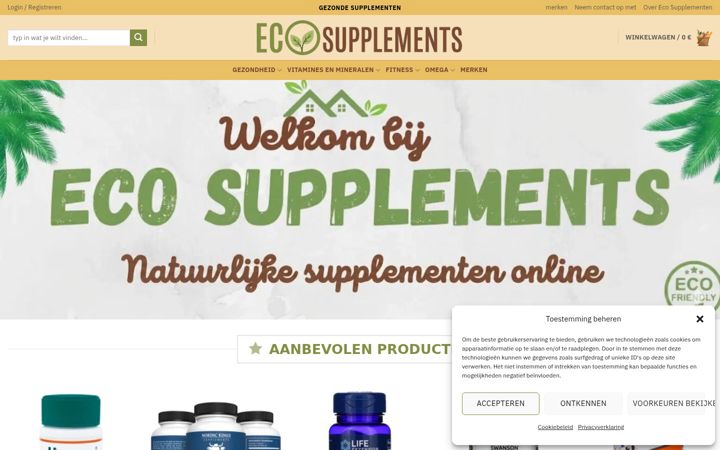 Snímek obrazovky ecosupplements.nl
