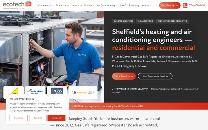 Screenshot of ecotechyorkshire.co.uk