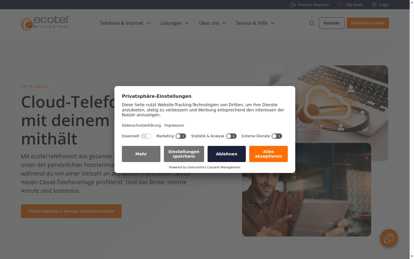 Sutikimo reklamjuostės, rodytos prieš bet kokią sąveiką, ekrano kopija