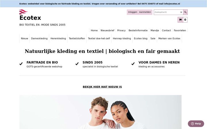 Snímek obrazovky ecotex.nl