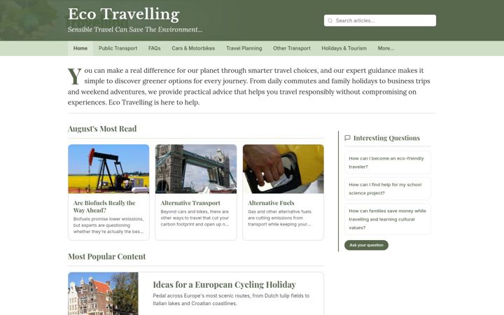 Screenshot von ecotravelling.co.uk
