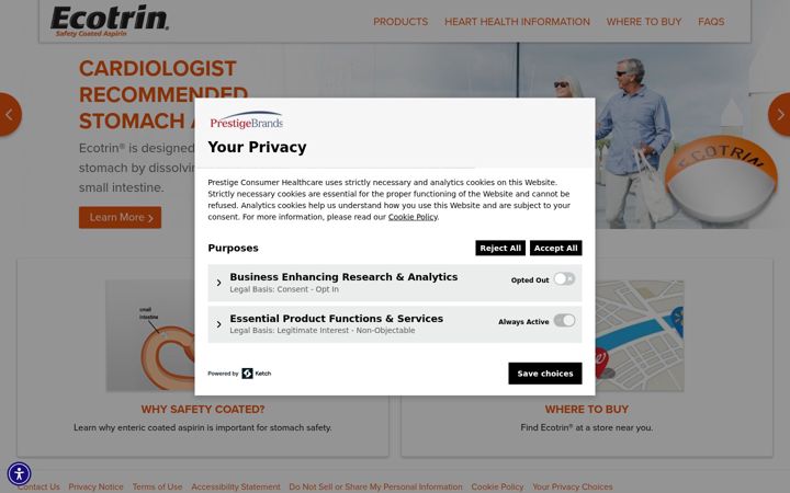 Screenshot of ecotrin.com